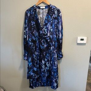 Kate Macmahon Blue‎ Long Sleeve Floral Wrap Dress